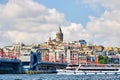 Istanbul, Turkey July 14, 2021, View of the Galata Tower, Bosporus, Galata Bridge, Restaurants and the urban river