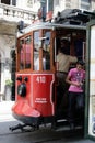 ISTANBUL, TURKEY - Turkish people in the Heritage tram