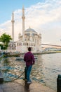 Istanbul Turkey , The Bosphorus Bridge and the Ortakoy Mosque at sunset, Istanbul