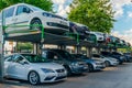 Istanbul, Turkey - June 18 2022: Double vertical lift parking lot used to solve the parking problem in crowded cities