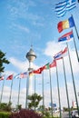 Istanbul, Turkey, June 08, 2023 Flags and Endem TV Tower Royalty Free Stock Photo