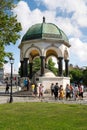 Istanbul, Turkey - June 18 2022: The German Fountain Turkish: Alman Ãâ¡eÃÅ¸mesi German: Deutscher Brunnen is a gazebo styled Royalty Free Stock Photo