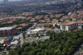 Istanbul, Turkey - June 9, 2013; Istanbul landscape from helicopter. Marmara University Theology Faculty Mosque construction.