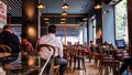 Istanbul, Turkey - June 02, 2017: People at Starbucks coffee shop in Istanbul. Royalty Free Stock Photo