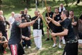 Kapap instructor Fabian Garcia. Two hands two stick fighting techniques