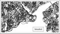 Istanbul Turkey Map in Black and White Color.