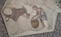 Istanbul, Turkey-March 16, 2020: an ancient Byzantine mosaic in the Grand Palace of Constantinople in Istanbul, Turkey. Royalty Free Stock Photo