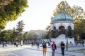 ISTANBUL-TURKEY, MARCH 19, 2019: A close-up photograph of the German fountain in Sultan Ahmet Square. Tourists are Royalty Free Stock Photo