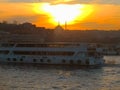 Istanbul, Turkey-March 30, 2018: Ferry is picking up passengers Royalty Free Stock Photo