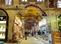 Istanbul, Turkey - March 5, 2021: Inside of famous Grand Bazaar, where sales jewelry,carpet, lamp, leather, ceramic, spices,