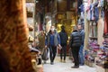 Istanbul, Turkey - March 5, 2021: Inside of famous Grand Bazaar, where sales jewelry,carpet, lamp, leather, ceramic, spices,