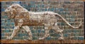 ISTANBUL, TURKEY - MARCH 16, 2014: Lion on Babylonian mosaic, fragment of the Ishtar Gate in Istanbul, Turkey Royalty Free Stock Photo