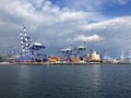 View from ambarli international harbor containers loading ships Royalty Free Stock Photo