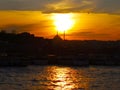 Istanbul, Turkey-March 30, 2018: The sun is falling down from th Royalty Free Stock Photo