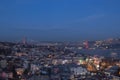 ISTANBUL / TURKEY - MARCH, 2020: 15th July Martyrs Bridge 15 Temmuz Sehitler Koprusu. Istanbul Bosphorus Bridge and Cityscape,