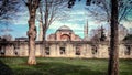 Istanbul, Turkey - 4 March, 2013: View of Hagia Sophia from the Blue Mosque gardens, historic center of Istanbul UNESCO World Her