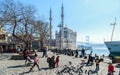 Istanbul, Turkey - March 26, 2019: View of Ortakoy mosque and Bosphorus bridge in Besiktas. Located at the waterside of Royalty Free Stock Photo