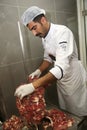 A chef preparing Turkish Doner Kebab