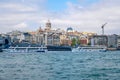 Galata Bridge, view to the Galata Tower, ship landing stage