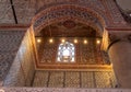 ISTANBUL, TURKEY - MAY, 21, 2019: interior shot of the ceiling of the blue mosque in istanbul Royalty Free Stock Photo