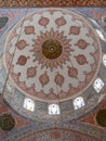 ISTANBUL, TURKEY - MAY, 21, 2019: interior shot of the main dome of the blue mosque in istanbul Royalty Free Stock Photo