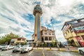 Karlitepe mosque with restaurant on a top of it`s minaret with panoramic terrace Royalty Free Stock Photo