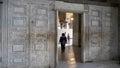 ISTANBUL, TURKEY - MAY, 23, 2019: marble doorway inside hagia sophia mosque in istanbul