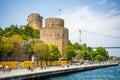 Istanbul, Turkey - May 29, 2022: Rumeli Hisari castle, the Bosphorus and the Fatih Sultan Mehmet Bridge, Istanbul Royalty Free Stock Photo