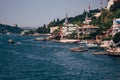 Traditional and Modern Mansions on the Bosporus Strait Waterside Royalty Free Stock Photo