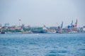 Istanbul, Turkey - May 29, 2022: View from water of Haydarpasa Port in Istanbul, Turkey. Terminal is main trading port Royalty Free Stock Photo