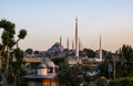 Istanbul, Turkey, Middle East, Ataturk Bridge, Golden Horn, Bosphorus, sunset, skyline, Suleymaniye mosque, public park Royalty Free Stock Photo