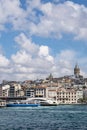 Istanbul, Turkey, Middle East, panoramic, view, Galata Tower, Bosphorus, Golden Horn, cruise, ship, aerial view Royalty Free Stock Photo