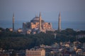 Istanbul, Turkey, Middle East, Hagia Sophia, Ayasofya, mosque, minaret, museum, sunset, aerial view, Bosphorus, Golden Horn