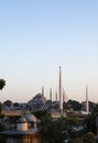 Istanbul, Turkey, Middle East, Ataturk Bridge, Golden Horn, Bosphorus, sunset, skyline, Suleymaniye mosque, public park Royalty Free Stock Photo