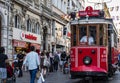 Istanbul, Turkey, Middle East, Taksim Square, cable car, tram, tramway, historic, Istiklal Caddesi, avenue, Beyoglu, transport Royalty Free Stock Photo