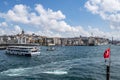 Istanbul, Turkey, Middle East, panoramic, view, Galata Tower, Bosphorus, Golden Horn, cruise, ship, aerial view Royalty Free Stock Photo