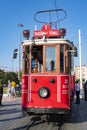 Istanbul, Turkey, Middle East, Taksim Square, cable car, tram, tramway, historic, Republic Monument, Beyoglu, transportation Royalty Free Stock Photo