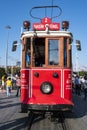 Istanbul, Turkey, Middle East, Taksim Square, cable car, tram, tramway, historic, Republic Monument, Beyoglu, transportation Royalty Free Stock Photo