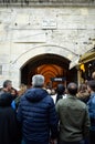 Istanbul Turkey Misir Carsisi entry and people, entrance door