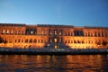 Istanbul (Turkey). Night cruise on the Bosphorus. Golden Horn. Illuminated Galata Bridge. Dolmabahce