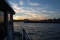 Istanbul (Turkey). Night cruise on the Bosphorus. Golden Horn. Illuminated Galata Bridge. Sunrise