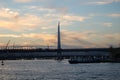 Istanbul (Turkey). Night cruise on the Bosphorus. Golden Horn. Illuminated Galata Bridge. Sunrise