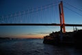 Istanbul (Turkey). Night cruise on the Bosphorus. Golden Horn. Illuminated Galata Bridge.