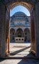 Istanbul, Turkey. 09-November-2018. Beautiful front view of main dome of Suleymaniye mosque from entrance door, Istanbul Royalty Free Stock Photo