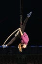 Circus acrobat practicing