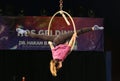 Circus acrobat practicing