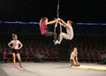 Circus acrobats practicing