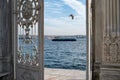 DolmabahÃÂ§e SarayÃÂ± gates to the Bosporus sea Royalty Free Stock Photo