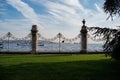 DolmabahÃÂ§e SarayÃÂ± gates to the Bosporus sea Royalty Free Stock Photo