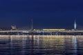 Dream city between asia and european continents. city view from istanbul with metro bridge on gol